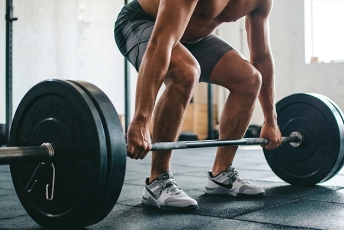 Person lifting weights at the gym