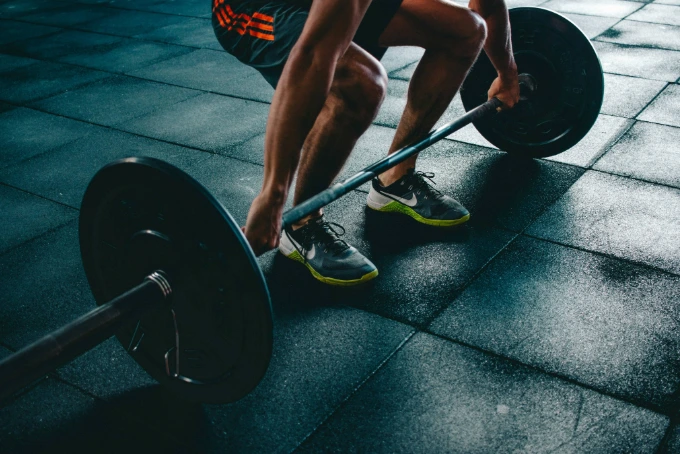 Person using home fitness equipment